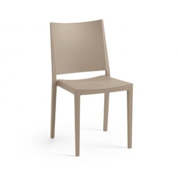 Pevná plastová židle venkovní + vnitřní do 150 kg zahrada / restaurace / kavárny, taupe (béžová)
