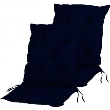 2x tmavě modrý podsedák s nízkou opěrkou na zahradní křeslo / židli