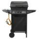 Plynový zahradní gril menší s kolečky, hlavní + boční hořáky, černý, 98x51x102 cm