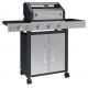 Gril venkovní plynový se 4 kolečky na zahradu / terasu, sklopné víko, nerez + černá, 117,5x49x116 cm
