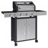 Gril venkovní plynový se 4 kolečky na zahradu / terasu, sklopné víko, nerez + černá, 117,5x49x116 cm