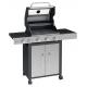 Gril venkovní plynový se 4 kolečky na zahradu / terasu, sklopné víko, nerez + černá, 117,5x49x116 cm