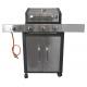 Gril venkovní plynový se 4 kolečky na zahradu / terasu, sklopné víko, nerez + černá, 117,5x49x116 cm