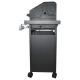 Gril venkovní plynový se 4 kolečky na zahradu / terasu, sklopné víko, nerez + černá, 117,5x49x116 cm