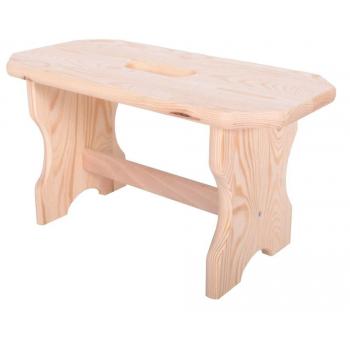 Malá masivní dřevěná stolička bez opěrky, borovice nelakovaná, 39x19x21 cm