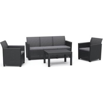 Venkovní sestava nábytku umělý ratan tmavě šedý (grafit) pro 5 osob