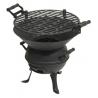 Zahradní litinový gril na dřevěné uhlí kulatý černý, 48x37x36 cm