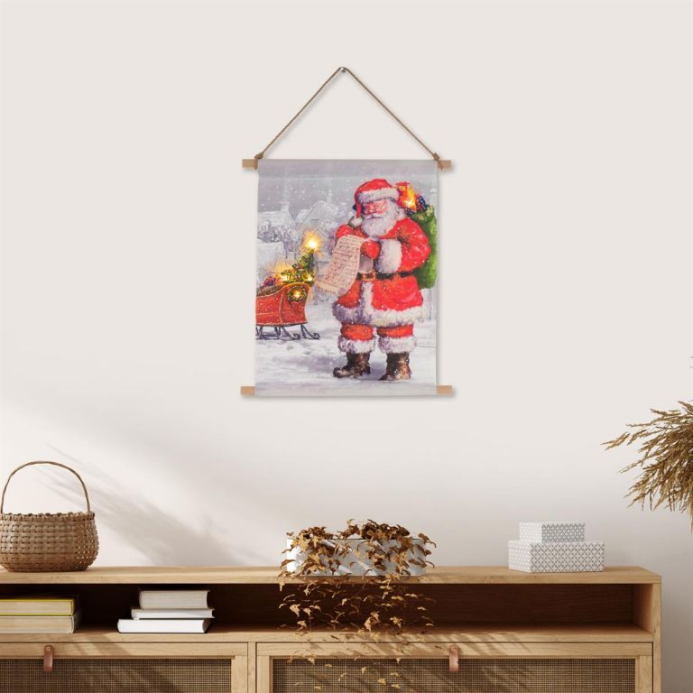 Svítící obrázek Santa Claus, led, na baterie, 30x40 cm