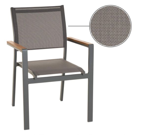 Kovová zahradní židle s hliníkovým rámem antracit, stohovatelná