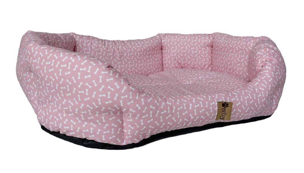 Kvalitní pelech pro psa růžový bavlněný pratelný 65x50x17 cm