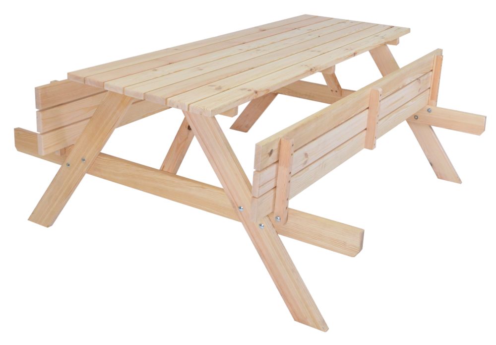 Venkovní set nábytku piknik (pivní set) stůl + 2 lavice, nelakované dřevo, 180 cm