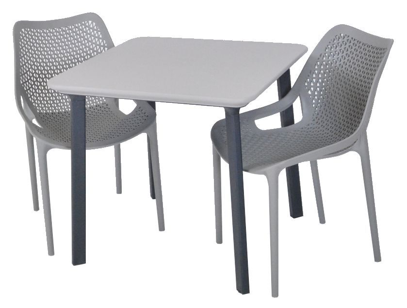 Čtvercový plastový jídelní stůl pro 4 venkovní + vnitřní, grafitově šedý, 77x77 cm