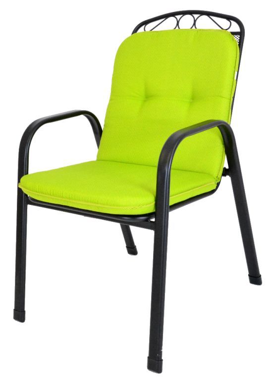 Pohodlný silný polstr pro venkovní židle / křesla s nízkým opěradlem zářivě zelený, 95x49 cm