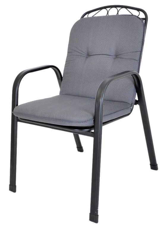 Pohodlný silný polstr pro venkovní židle / křesla s nízkým opěradlem antracitový, 95x49 cm