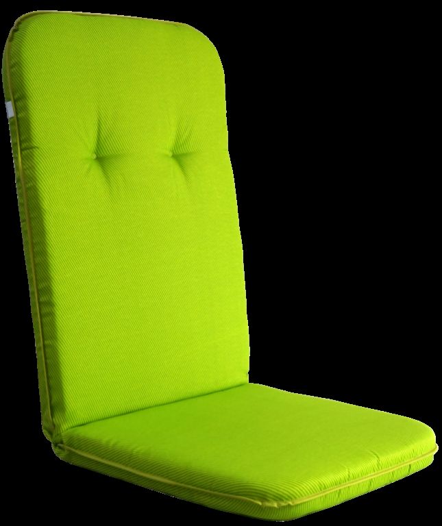 Pohodlný silný polstr pro venkovní židle / křesla s vysokým opěradlem zářivě zelený, 116x50 cm