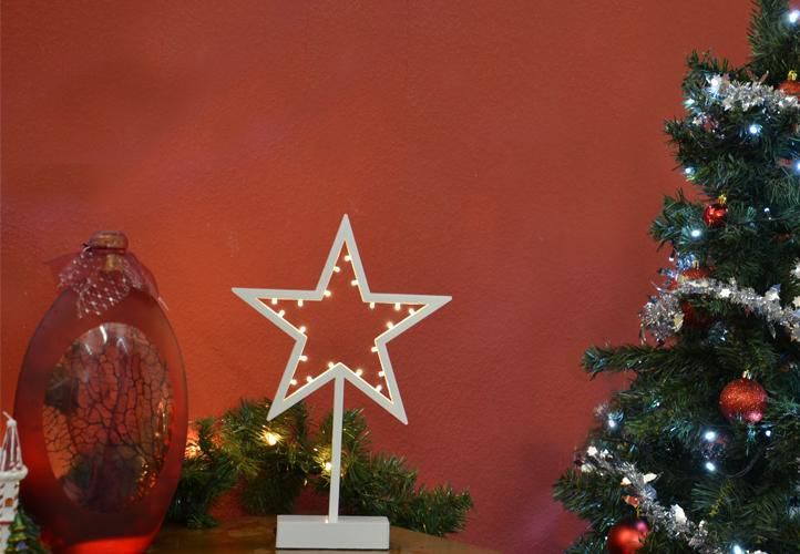 Svítící vánoční hvězda do okna - dekorace do bytu, na baterie, 38,5 cm