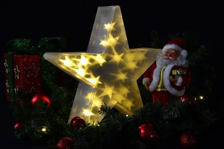 Vánoční dekorativní hvězda na parapet, na baterie, 3D efekt, 35 cm