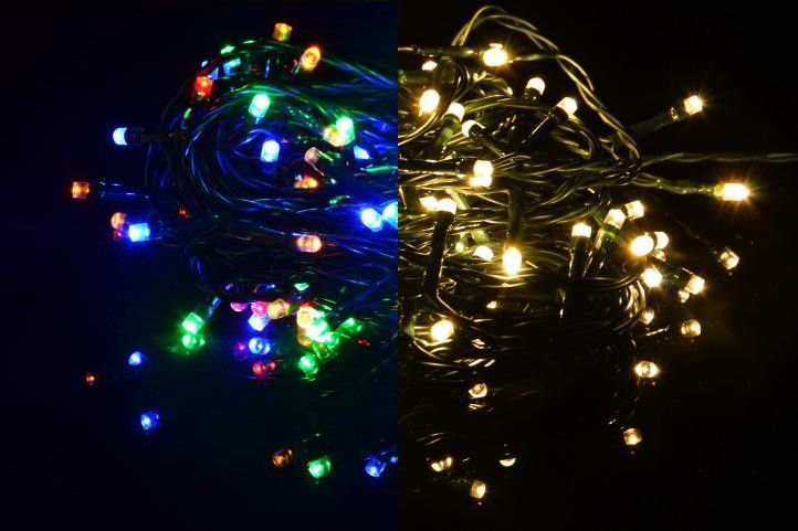 LED řetěz barevný / teple bílý, 9 funkcí vč. blikání, venkovní / vnitřní, 39,9 m