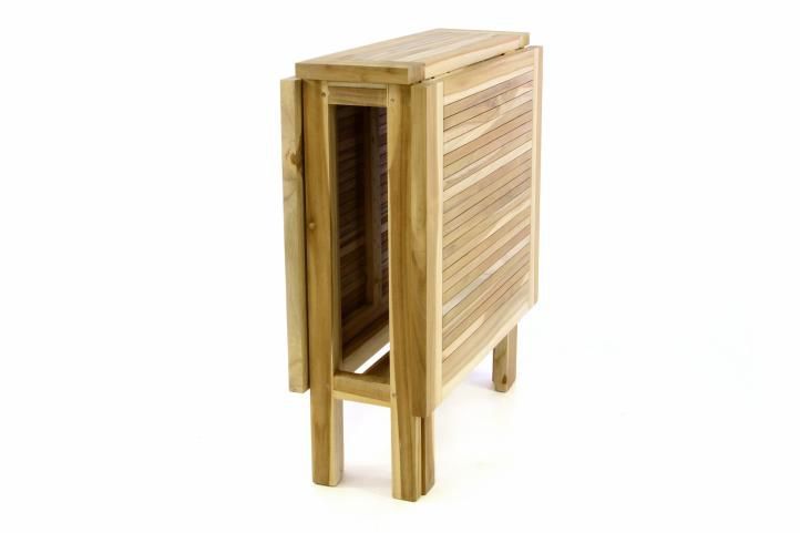 Skládací dřevěný stůl z masivu, teakové dřevo, 65x130 cm