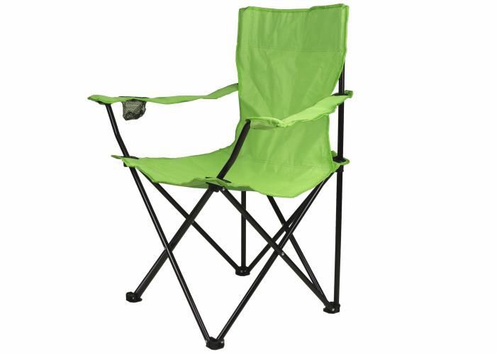 2x skládací kempovací židlička s područkami, držáky nápojů, světle zelená