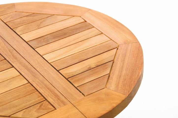 Malý zahradní odkládací stolek, teakové dřevo, skládací, průměr 40 cm