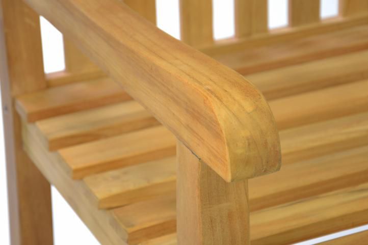 Pevná venkovní lavička z týkového dřeva, s područkami, 150 cm