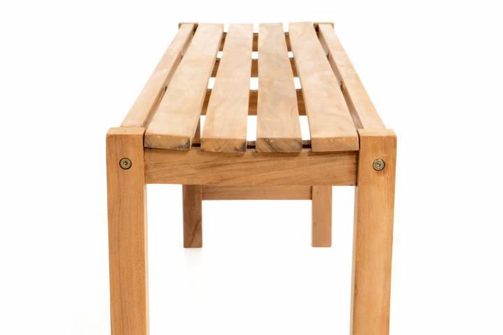 Dřevěný zahradní nábytek, 2x lavice + stůl, masivní teak, 135 cm
