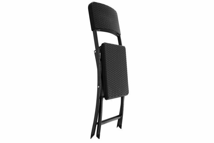Skládací venkovní židle, kovový rám / plastový sedák a opěrka, černá