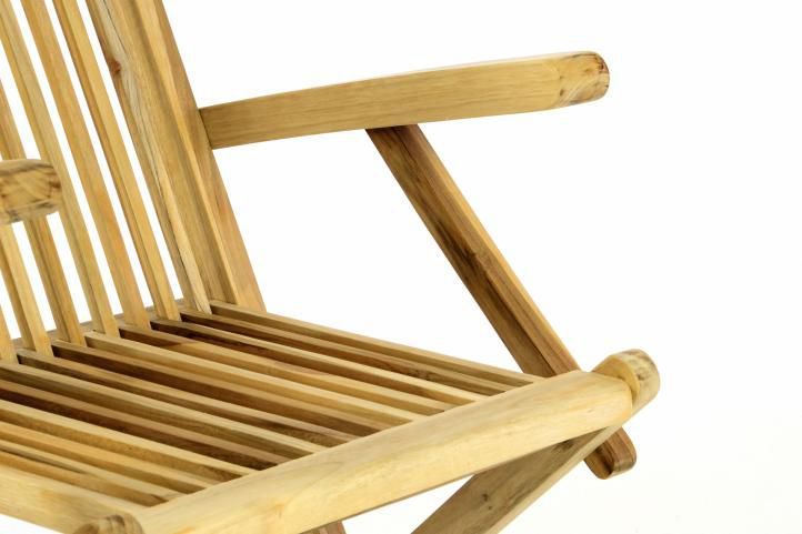 Skládací dřevěná židle, masivní týkové dřevo, područky