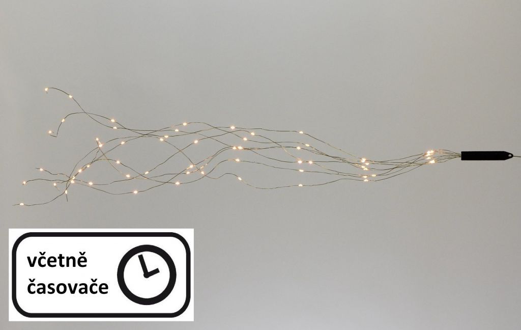 Vánoční řetěz z tenských drátků venkovní / vnitřní, 200 LED diod, 2 m