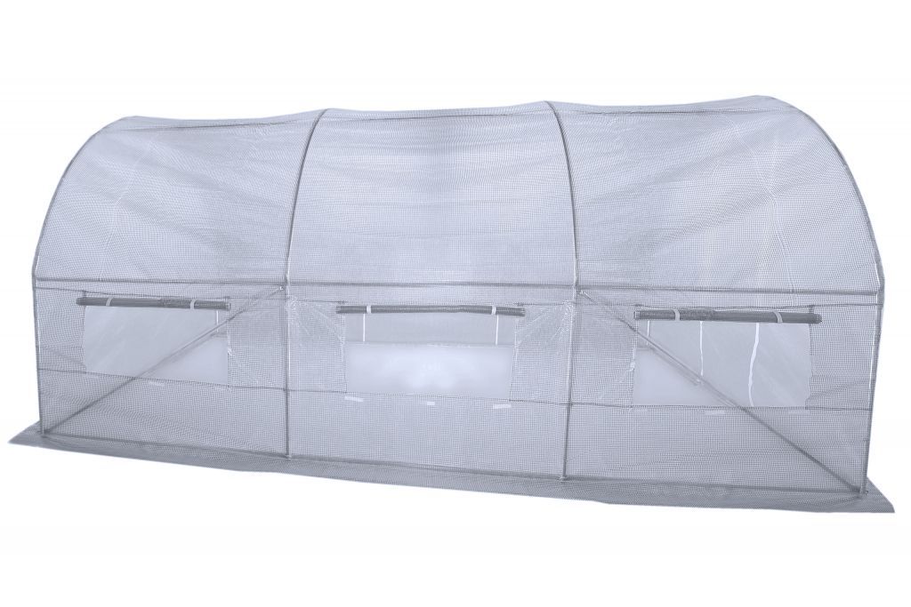 Fóliovník s vyztuženou plachtou a UV filtrem UV-4, ocelový rám, bílý, 4x2,5 m