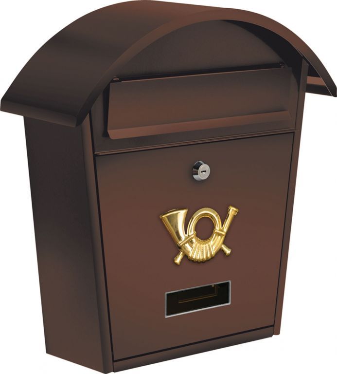 Poštovní schránka ocelová venkovní / vnitřní, uzamykatelná, hnědá, 38x32x10,5cm