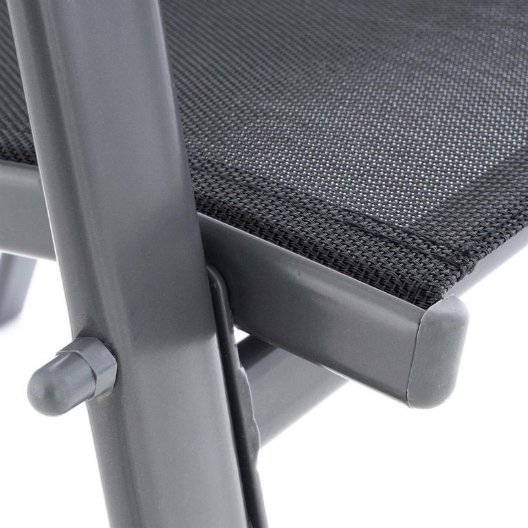 2x zahradní židle s výplní z umělé textilie, pevný kovový rám, černá