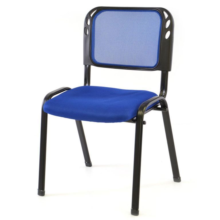 8x konferenční židle do sálů / čekáren / kanceláří, textilní polstrování, modrá