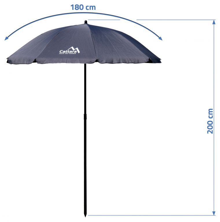 Zahradní slunečník- deštník skládací, šedý průměr 180 cm