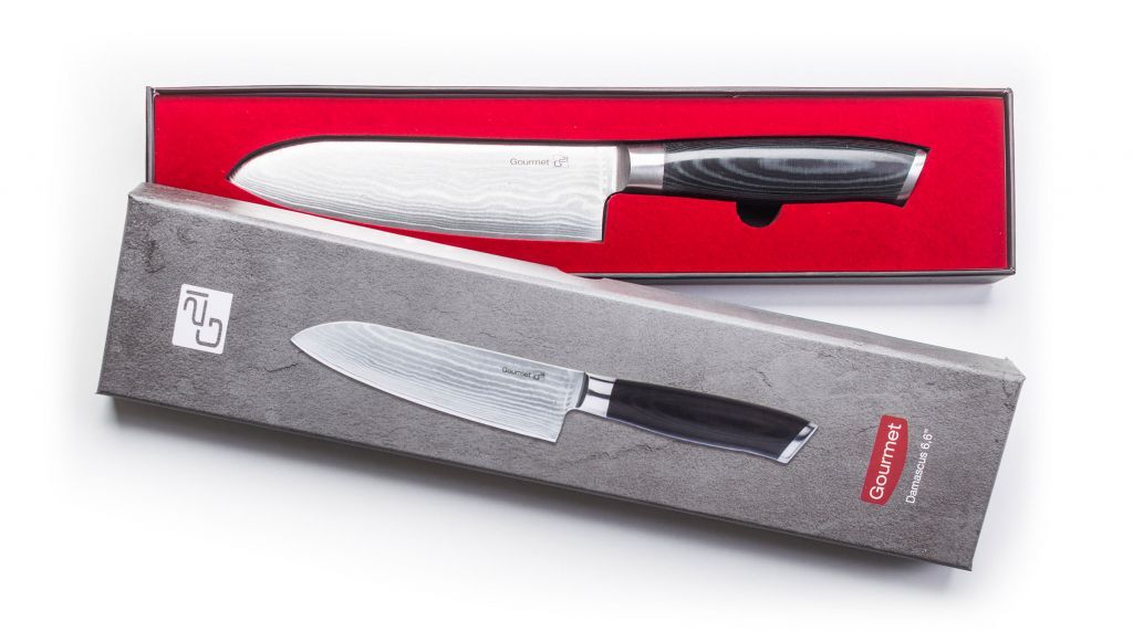 Luxusní dárková sada kuchyňských damaškových nožů + stojan + brousek