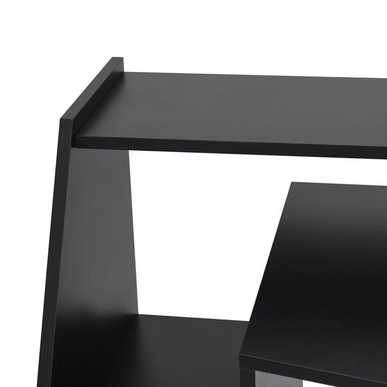 Pracovní a PC stůl černý se šuplíky a otevřenými policemi, 123x55x90 cm