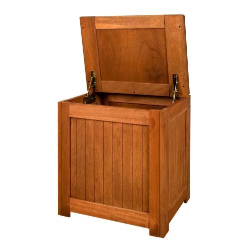 Venkovní úložný box dřevěný / taburet, s polstrováním, 43x55x62 cm