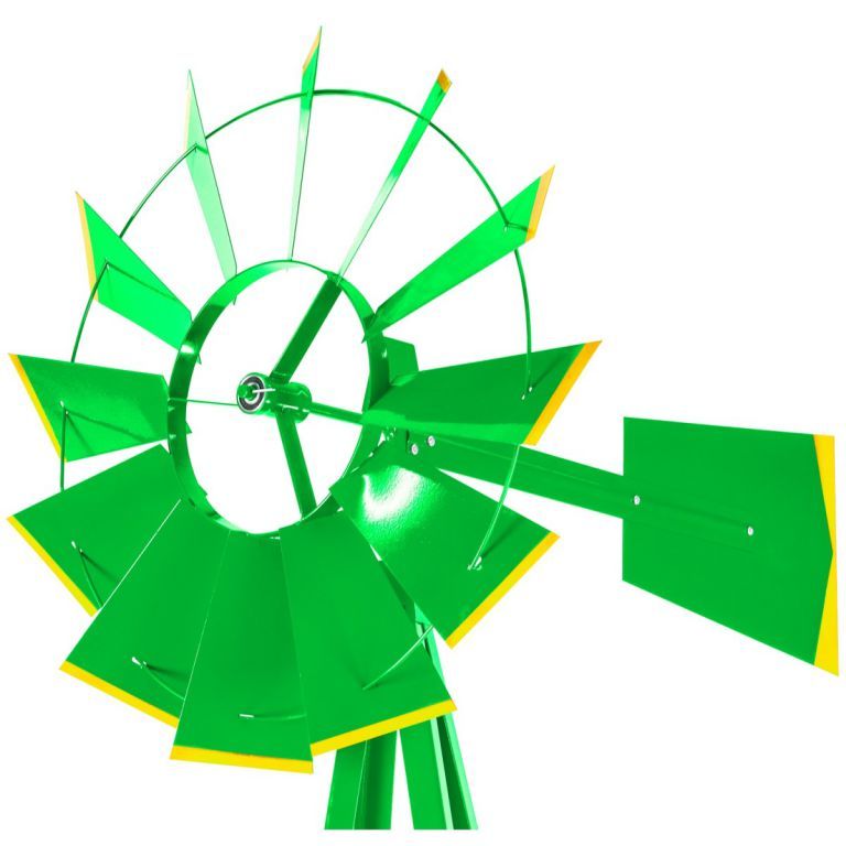 Velký kovovoý větrný mlýn a americkém stylu, zelený, 245 cm