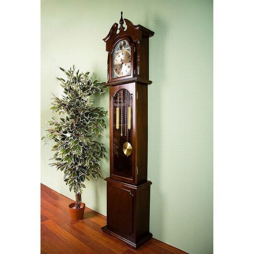 Klasické mechanické kyvadlové hodiny pendlovky stojací, mahagonové dřevo, 196 cm