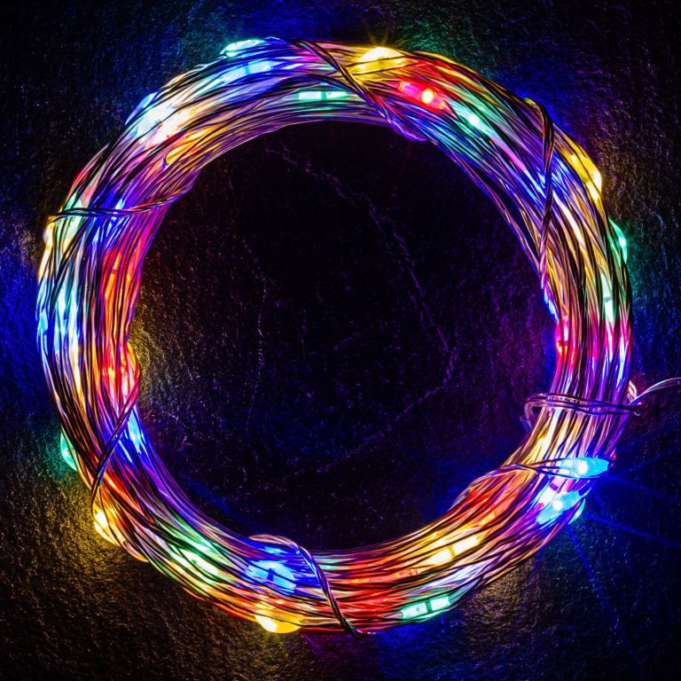 2x vánoční světelný světelný kabel - drátek venkovní + vnitřní, barevný, 200 LED, 20 m