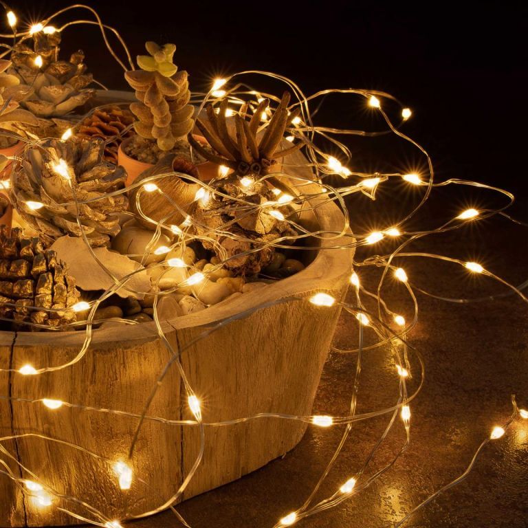 Dekorativní vánoční osvětlení- LED řetěz na drátku venkovní + vnitřní, do zásuvky, 200 mini LED, 14,9 m
