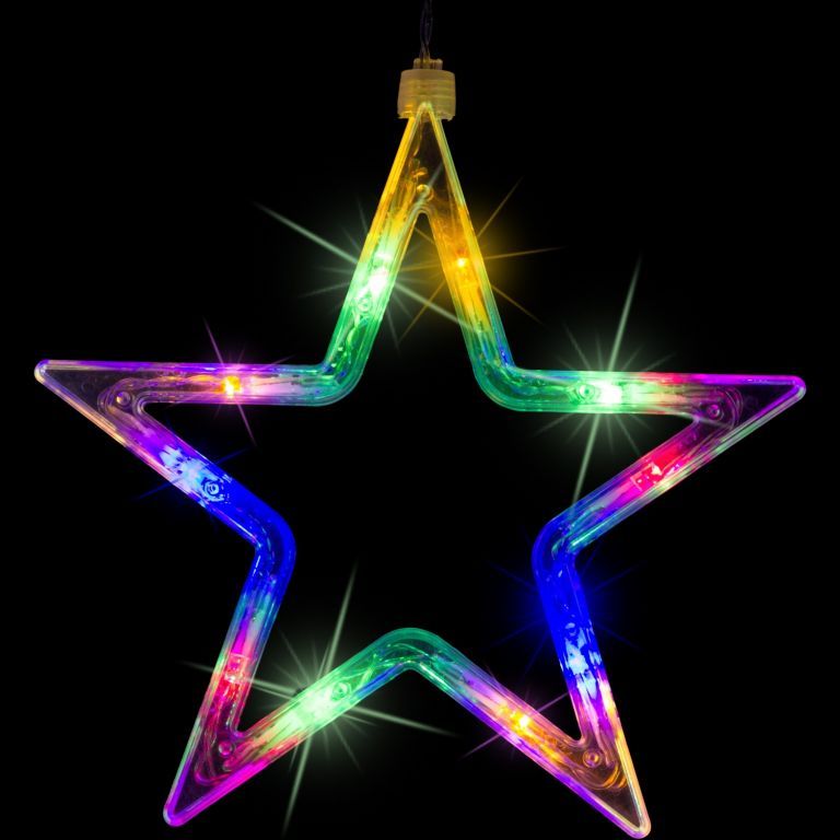 Dekorativní vánoční závěs se svítícími hvězdami, venkovní / vnitřní, barevný, 2x1 m