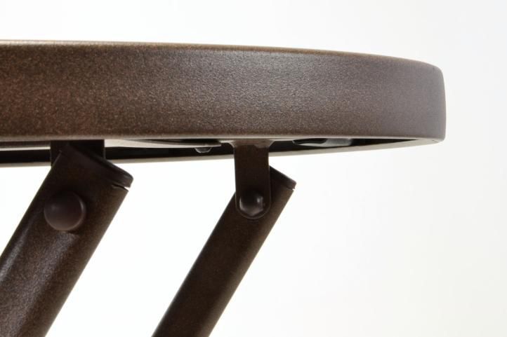 Menší kulatý stolek na balkon, skládací, hnědý kov / černé sklo, průměr 60 cm