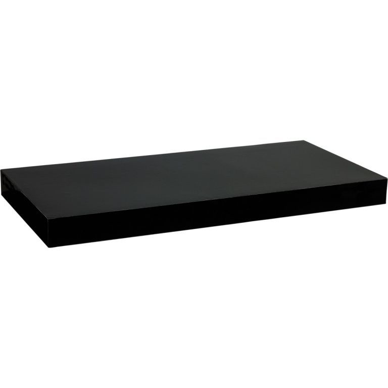 Elegantní nástěnná lesklá polička, černá, 90 cm