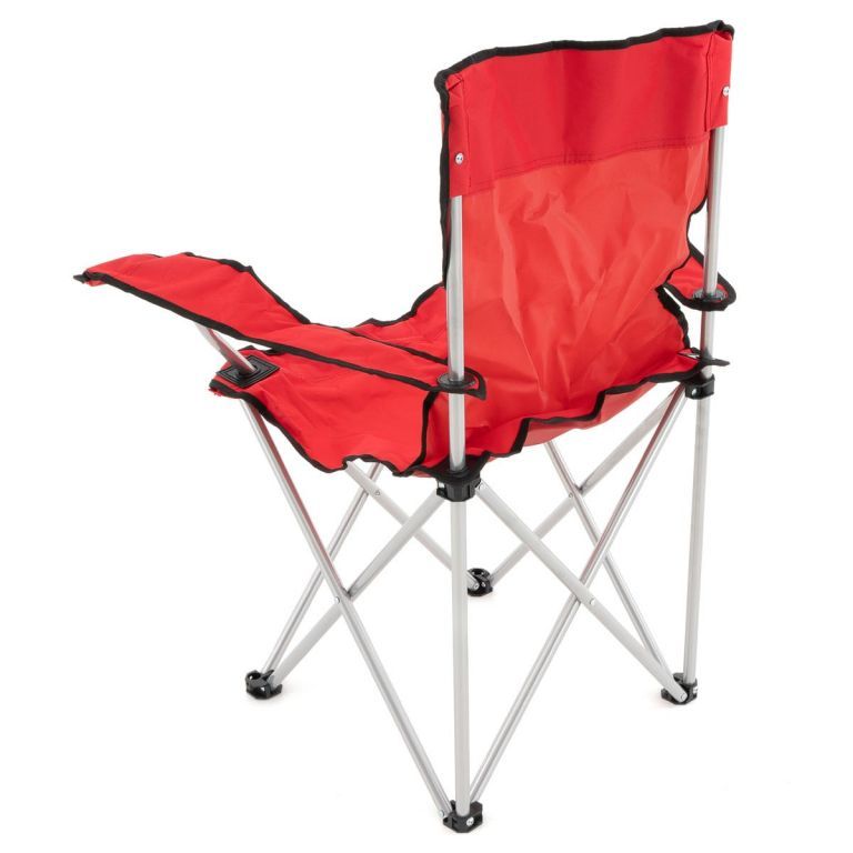 Skládací kempingová + rybářská židlička s opěrkami, do 120 kg, červená