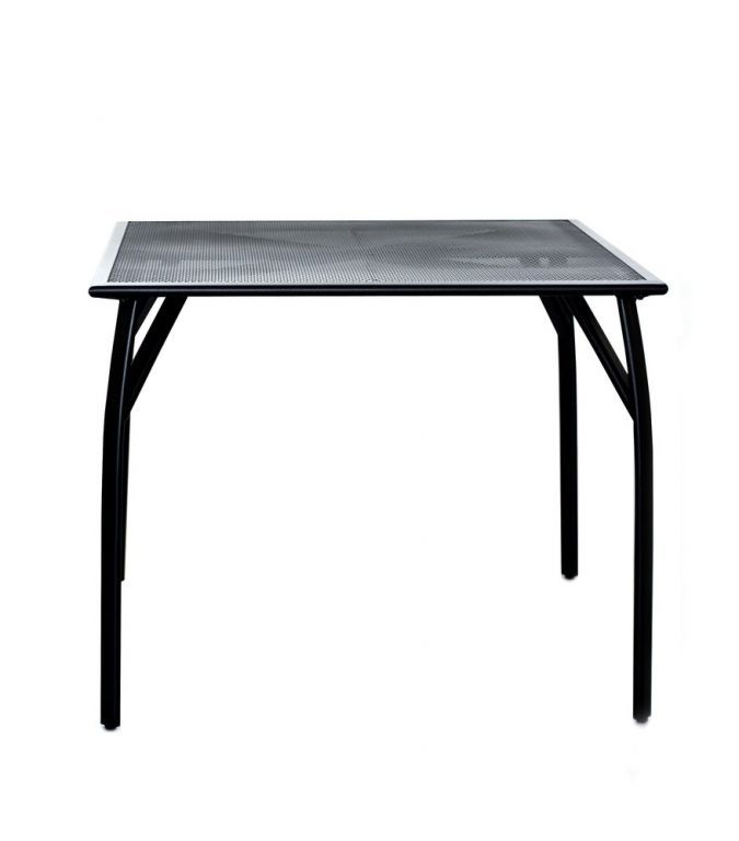 Kovový čtvercový stůl na terasu / zahradu, tahokov, černý, 90x90 cm