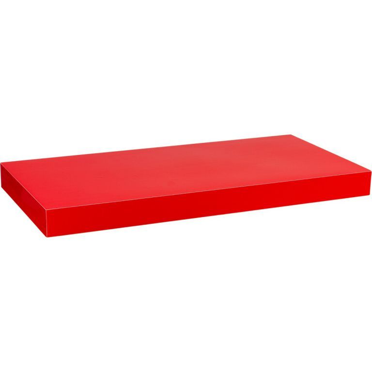 Nástěnná polička s levitujícím vzhledem, lesklá červená, 50 cm
