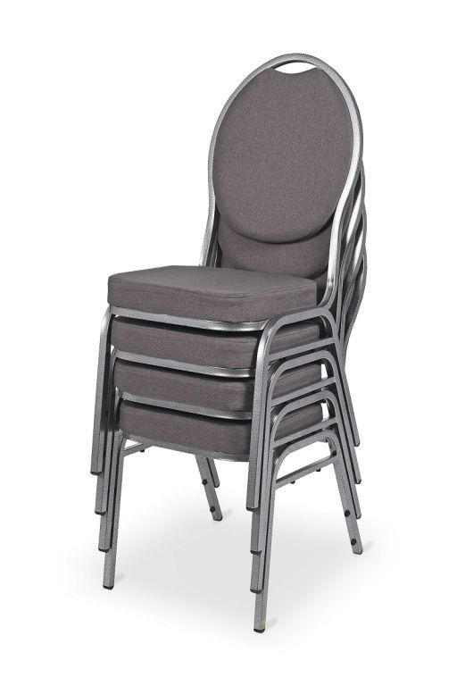 Kovová židle s textilním polstrováním do sálů a konferenčních místností, šedá, do 140 kg