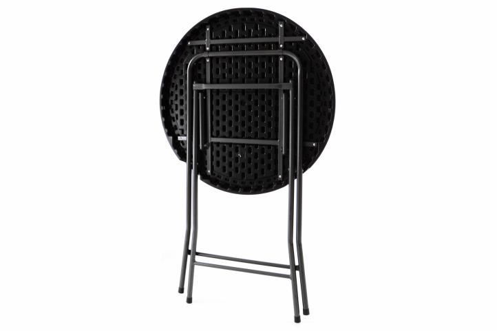 Vysoký kulatý barový stolek venkovní, skládací, černý, 110 cm